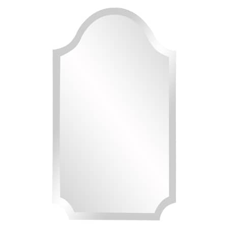 Gfancy Fixtures Minimalist Rectangle Arched Glass Mirror with Beveled Edge & Scalloped Corners GF3094938
